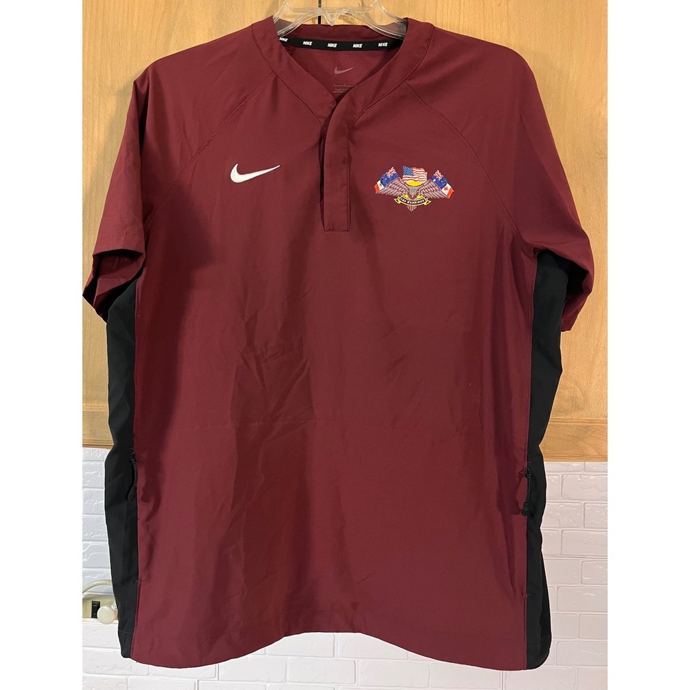 Nike Windbreaker Pullover Mens XL Maroon The Warbirds Short Sleeve